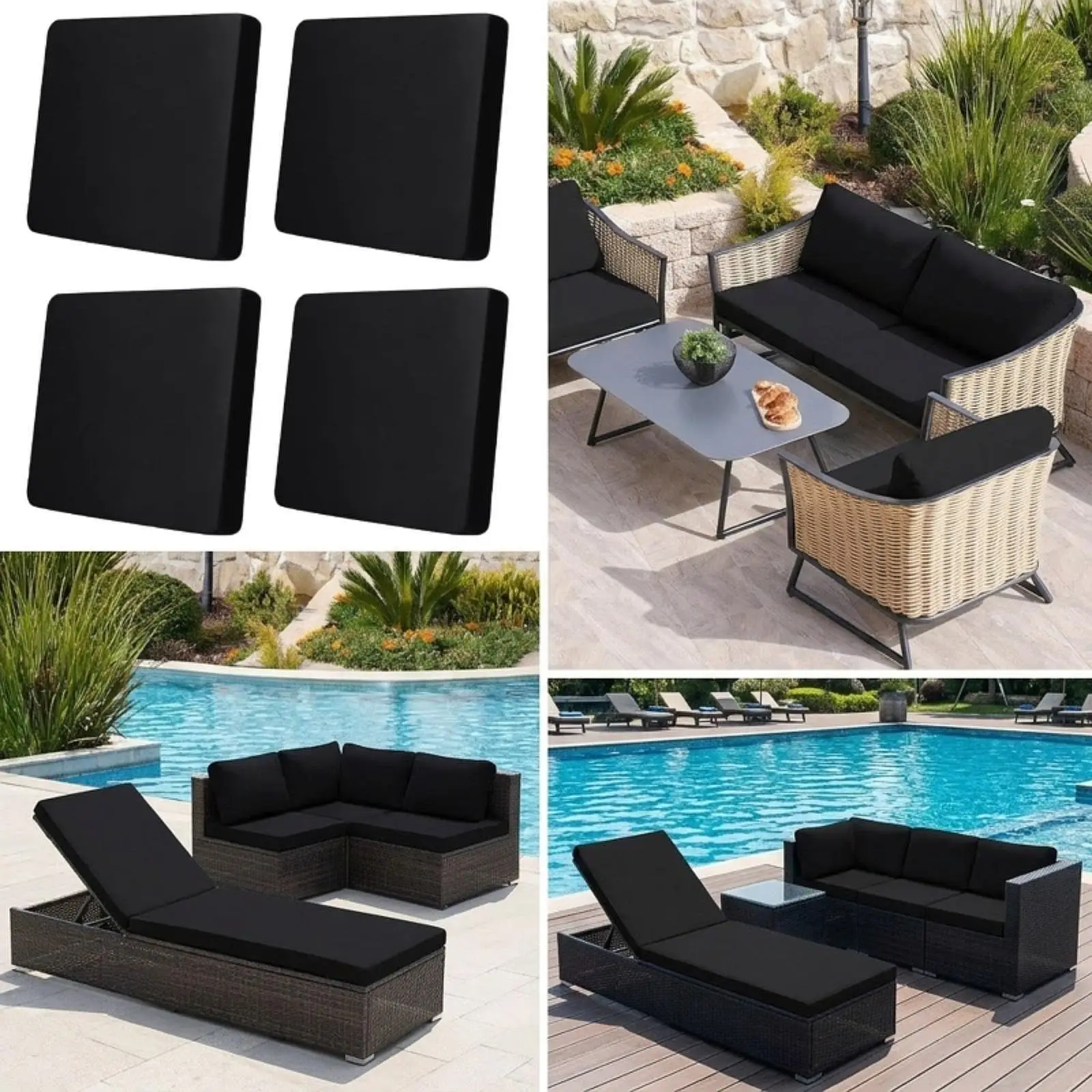 4 Pieces Couch Cushion Covers Soft Sofa Seat Covers for Patio Apartment Cafe