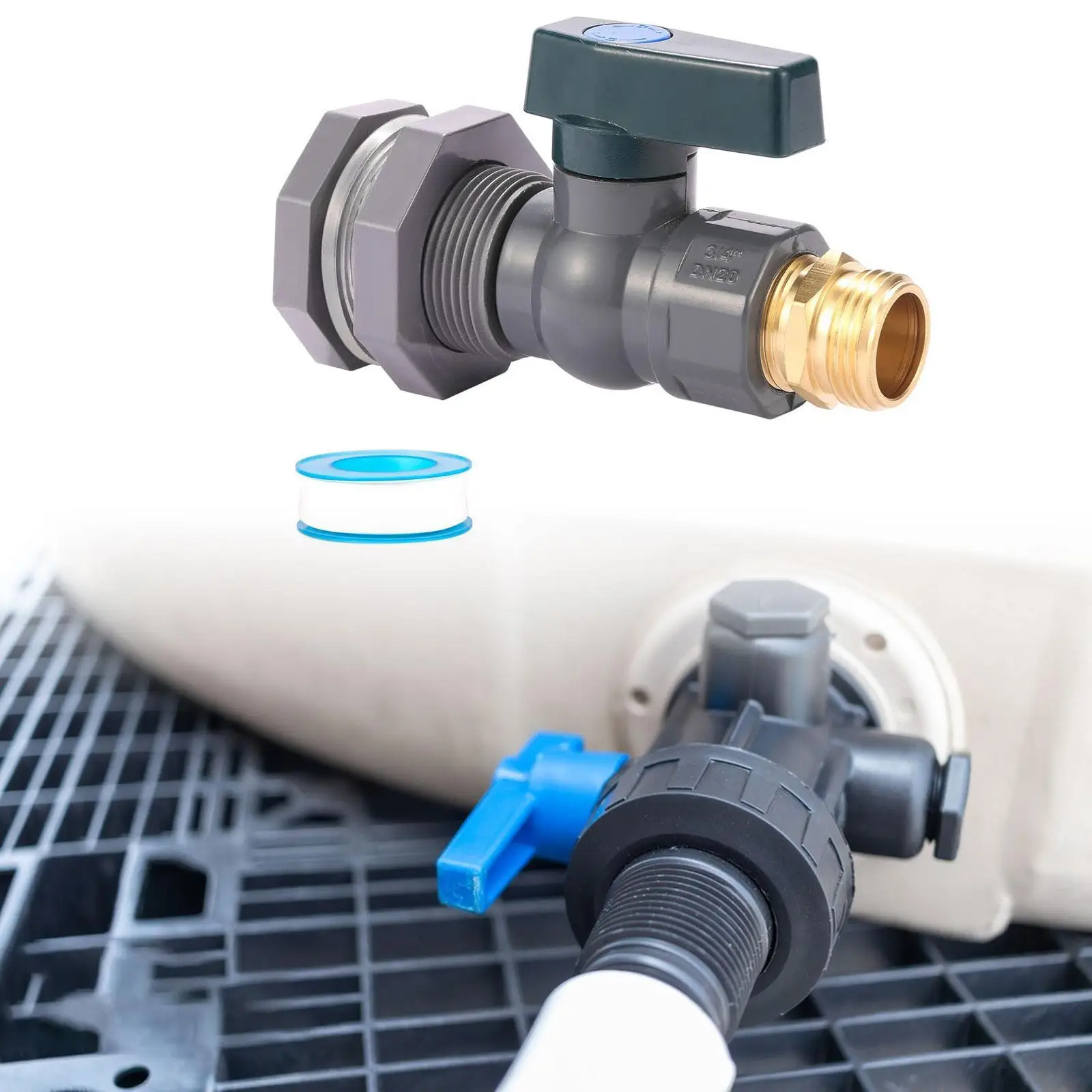 

PVC Rain Bucket Faucet Kit 3/4" PVC Bulkhead Fitting for Connecting Garden Hoses Garden Barrel Aquariums Water Tanks Tubs