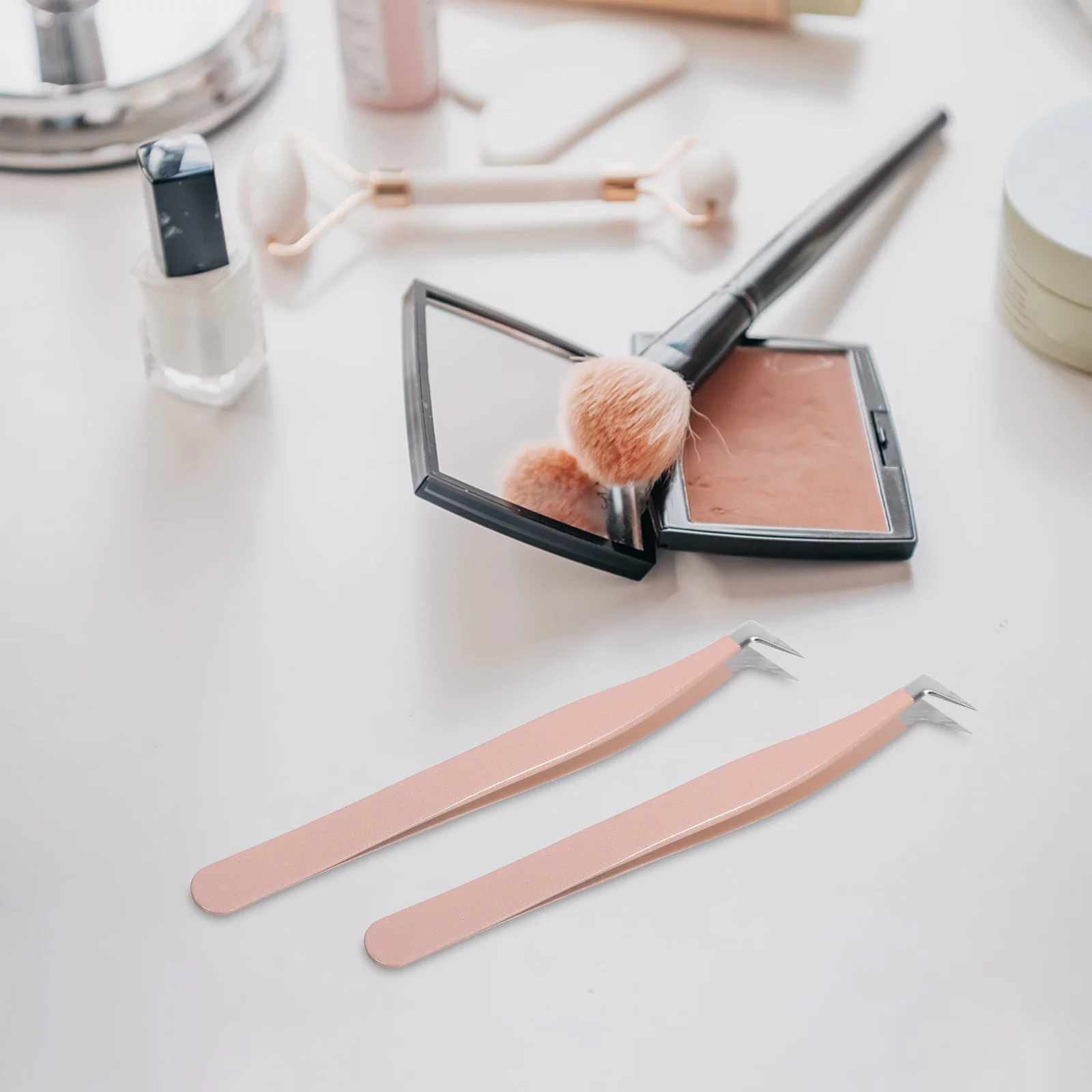 

2Pcs Eyelash Extension Tweezers Ergonomic Design High-Accuracy Pointed Tip Stainless Steel Lightweight Tool for Facial Hair