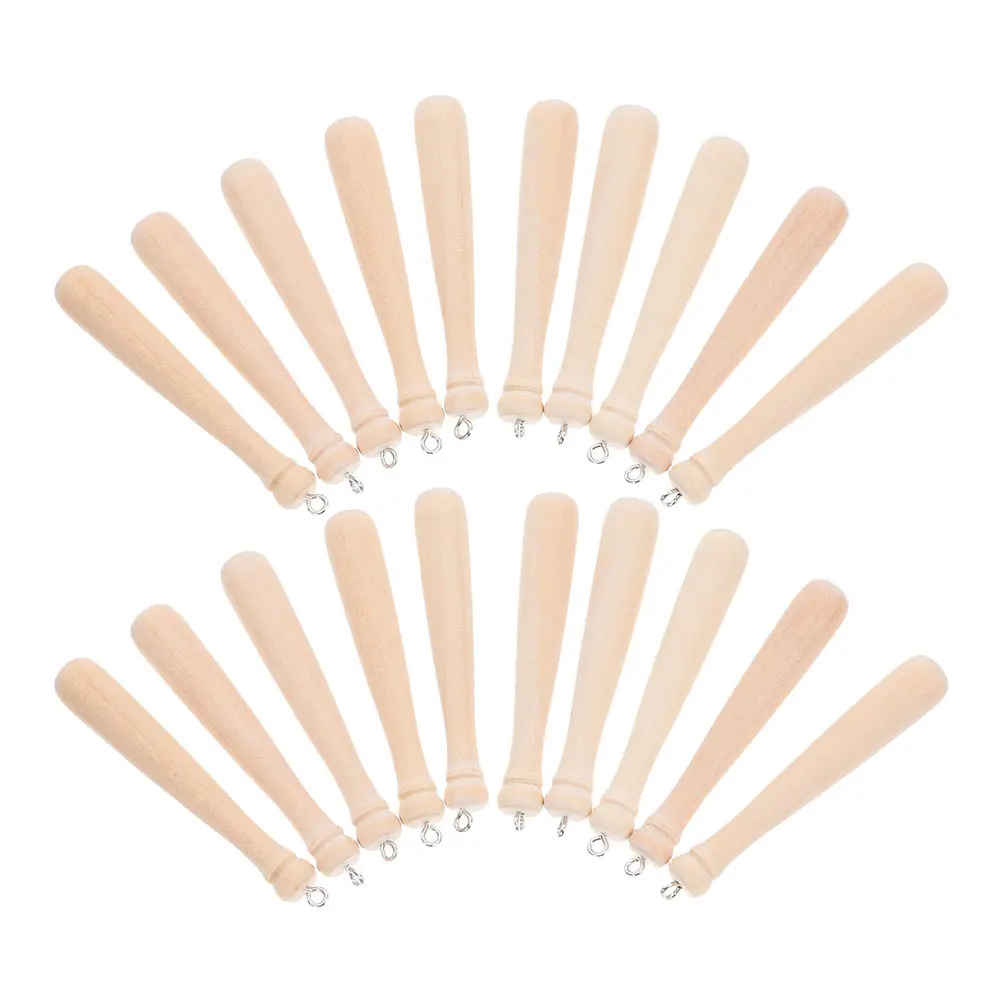55Pcs Baseball Bat Charm Mini Wooden Baseball Bat Pendant DIY Craft Accessories Jewelry Making Keychains Bracelets Necklaces