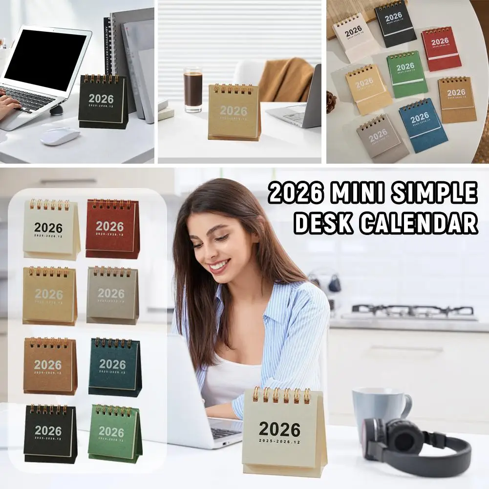 1pcs Desktop Calendar 2026 Mini Portable Minimalist School Home Office Desk Planner Schedule Check In Book Stationery Study Gift