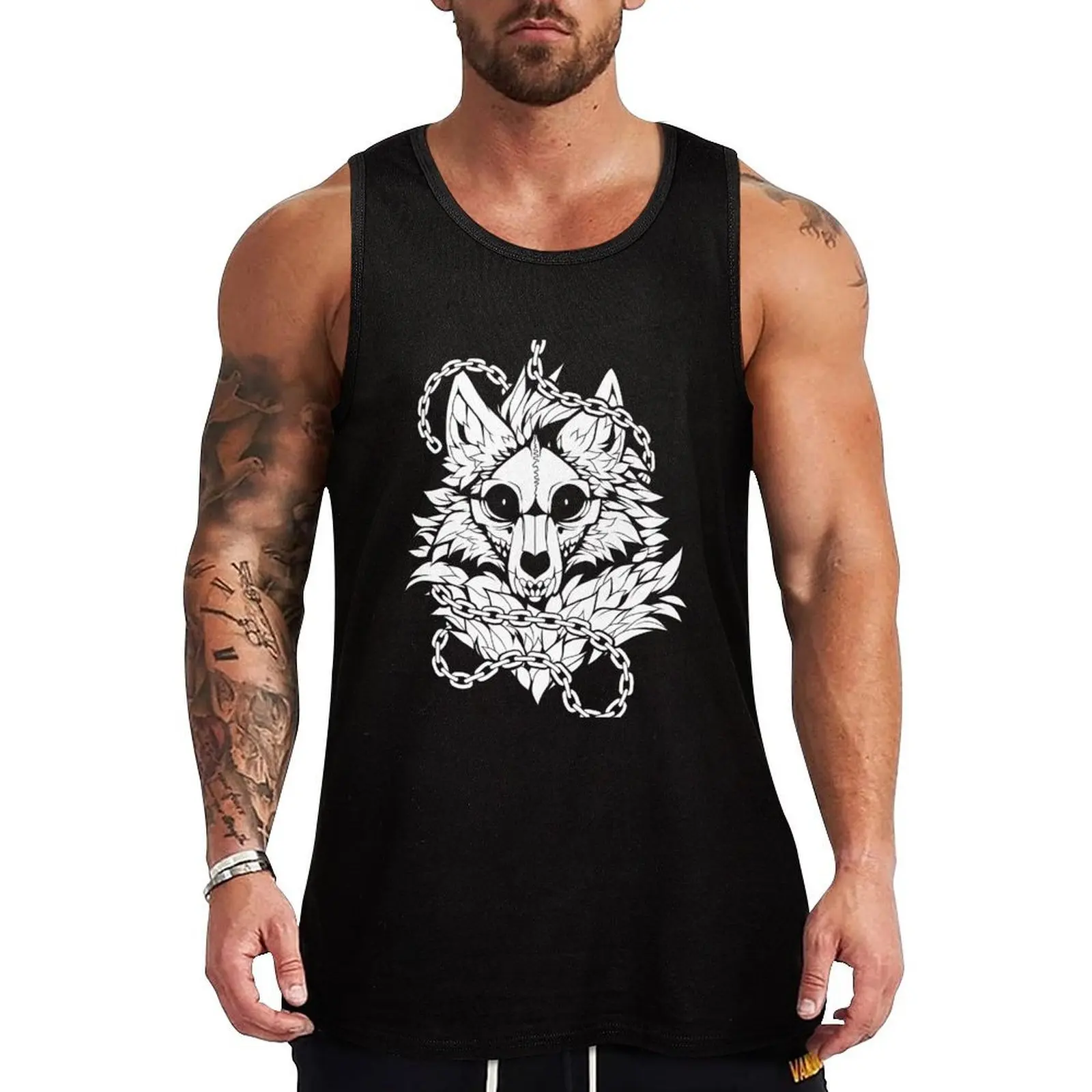 Skull Wolf Skeleton Dog Tank Top Work Outdoor Tank Top Heavy Duty Sleeveless Shirt