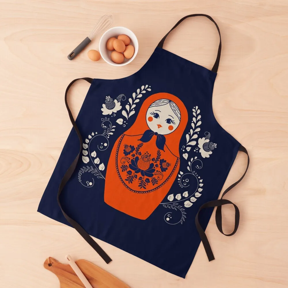 Matryoshka Russian Doll Apron for women halloween Teacher Men kitchen Trim Cloth Apron