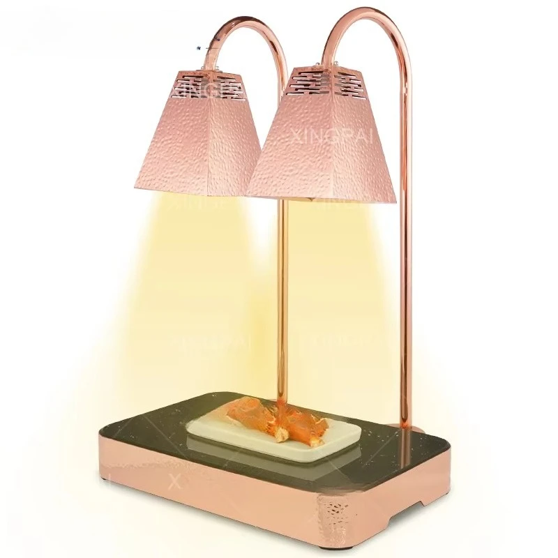 Catering Supplies Double Head Stainless Steel Heating Light Food Heater Hammer Food Heating Light with Marble Panel