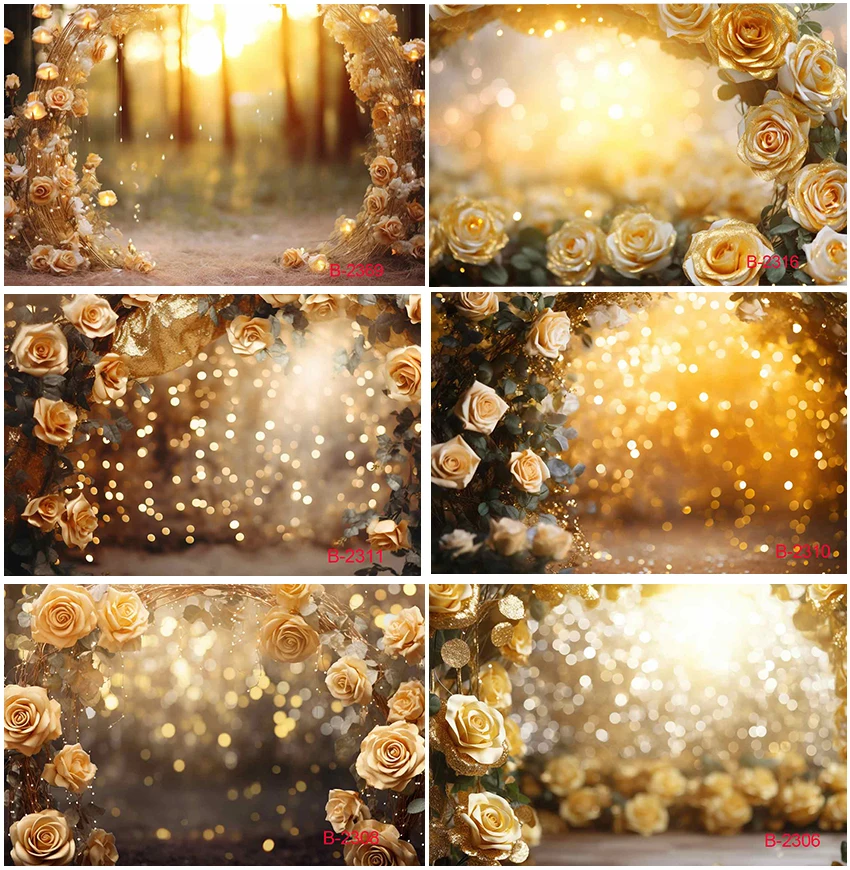 Sunshine Flower Golden Sun Shiny Bokeh Backdrops Photographic Garden Birthday Wedding Party Decoration Backgrounds Photocall