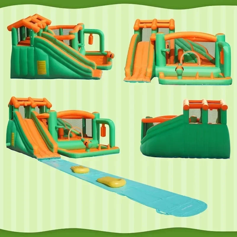 Casa de rebote tobogán acuático inflable para niños Catle hinchable parque acuático de diapositivas duales con deslizamiento y tobogán