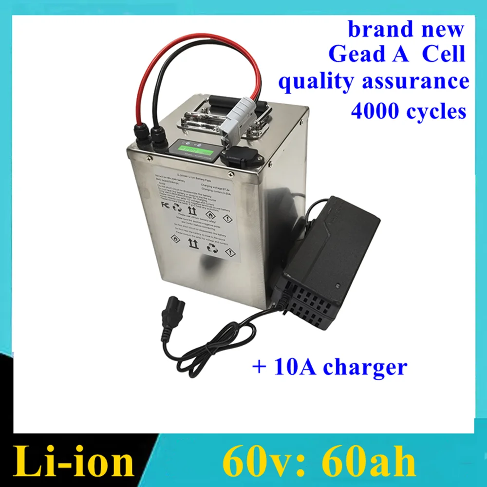 60v 60ah lithium ion battery BMS 16s li ion for 6000W bike Tricycle scooter motorcycle Lead acid replacement + 10A charger