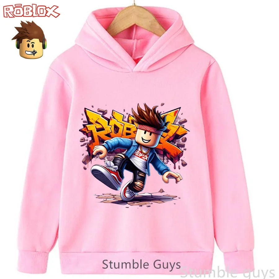 Sudadera con capucha de moda Roblox para niños, sudadera de otoño con estampado de personajes del juego en 3D, ropa cálida para niños y niñas