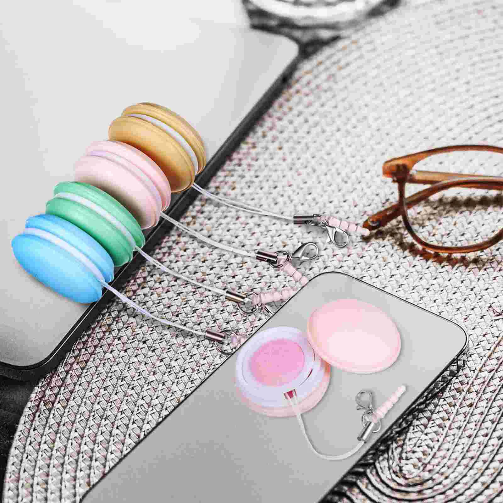 18 Pcs Macarons Screen Cleaner Tablet Cleaning Phone Decorate Electronic Equipment Pendants Pp+silicone Smartphone Shaped Wipes