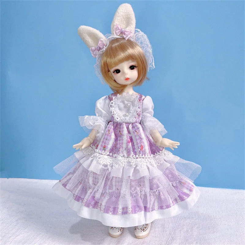 Summer Style 28cm Princess Doll Clothes 1/6 Bjd Doll Accessories Skirt and Headdress Dress Up Toys for Girl