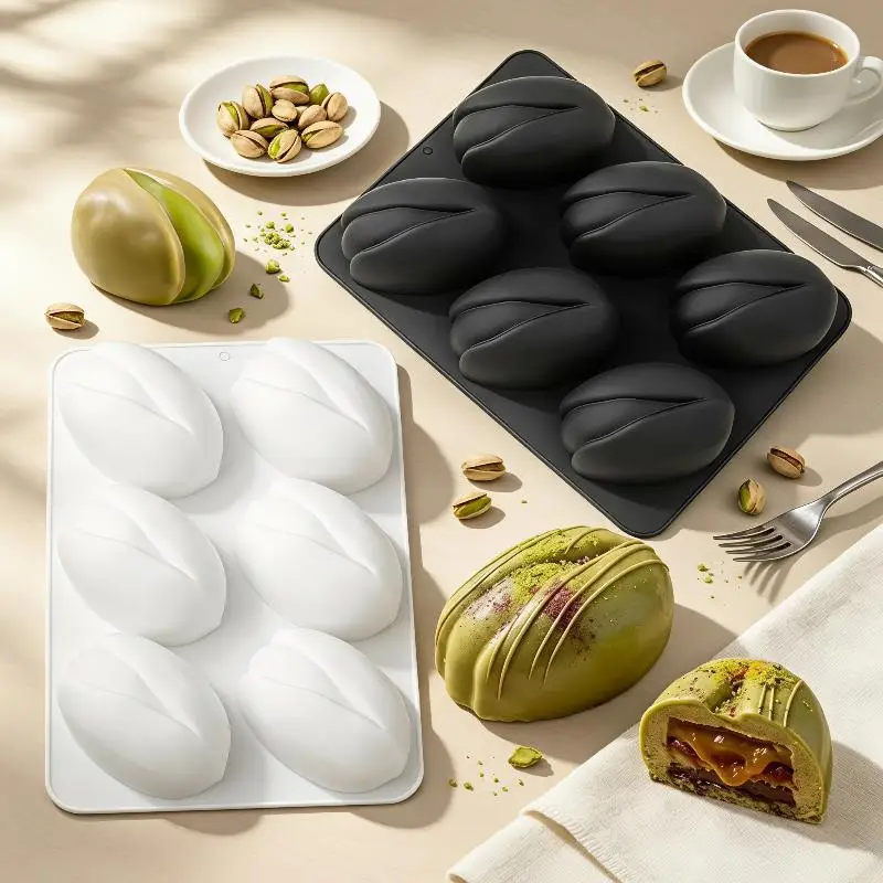 1Pcs 6/12-Cavity Pistachio Shell Silicone Mold For Chocolate Dessert Pudding Baking Simulated Candle Mold Pistachio Cake Mold