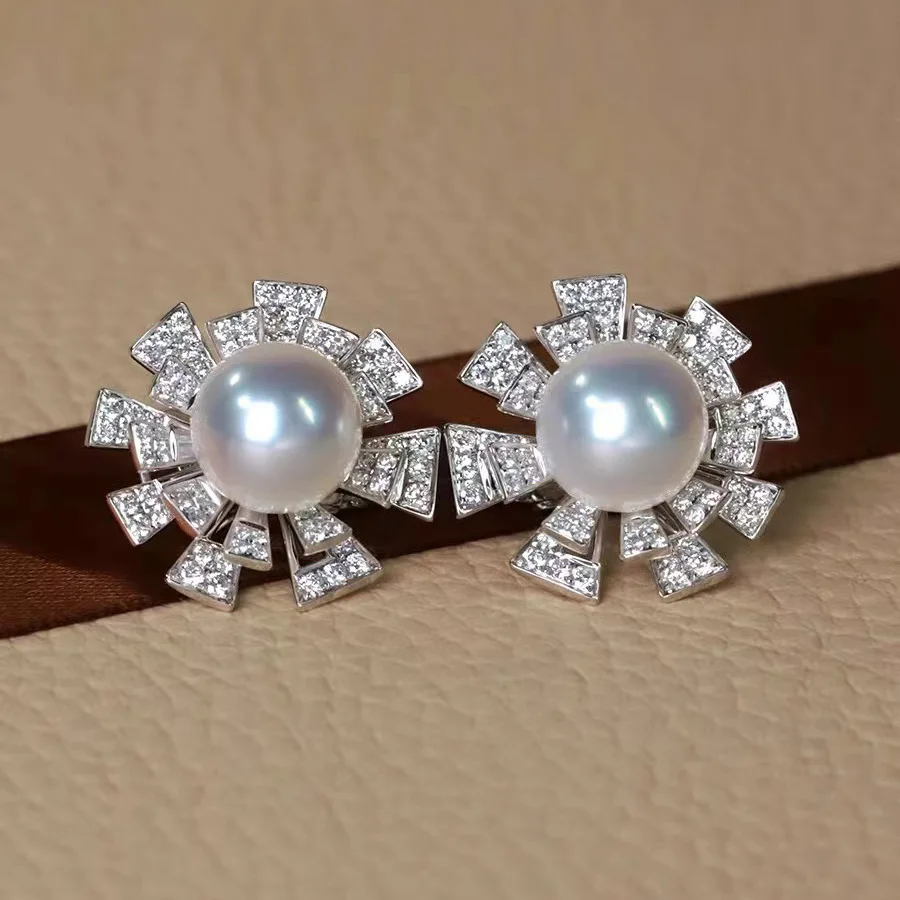 13-15mm Pearl Stud Earrings 925 Sterling Silver Freshwater Pearls Earrings for Women Jewelry Lovely Girl Gift 4