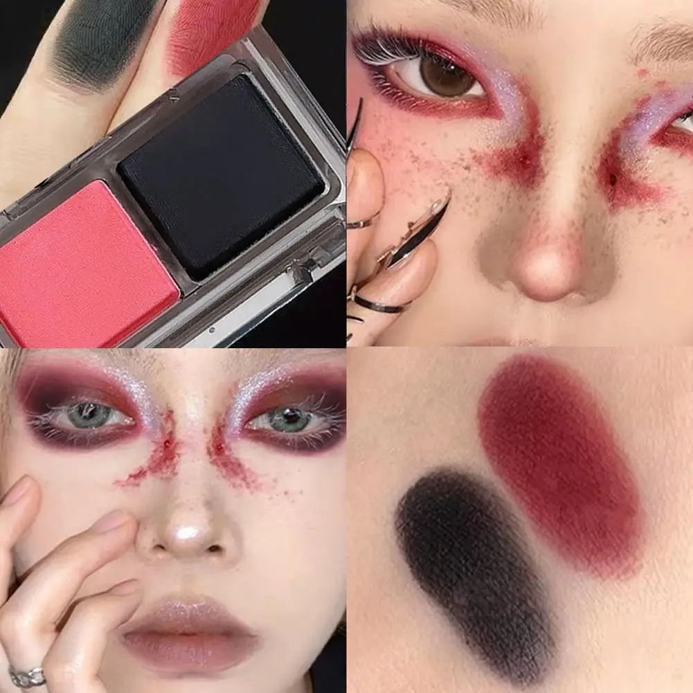 Avondkoffie Oogschaduw Poeder Donkere Nacht Gothic Zwart Roze Zoet Cool Meisjes Twee kleuren Glitter Matte Oogschaduwpalet Make-up