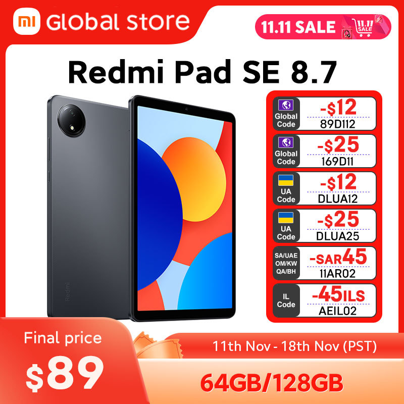  Global Version Xiaomi Redmi Pad SE 8.7 LCD MediaTek Helio G85 octa-core CPU 6650mAh Battery 18W fast charging 8MP Camera 90Hz 