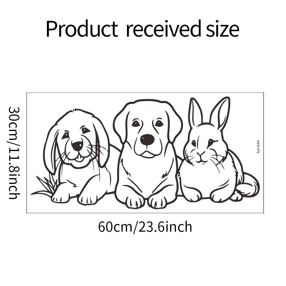 Cartoon Dog Rabbit Wall Stickers for Kids Bedroom Living Room Decor Simple Cute Background Decoration Removable Art Design