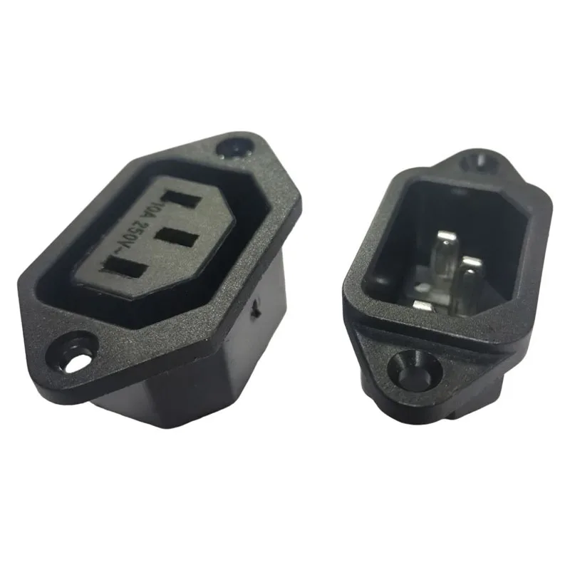 2 STUKS Zwart IEC320 C13 Vrouwelijke Industriële Outlet C14 PDU Kast Receptacle Connector AC Stopcontact met Oor/Schroefgat 10A 250 V