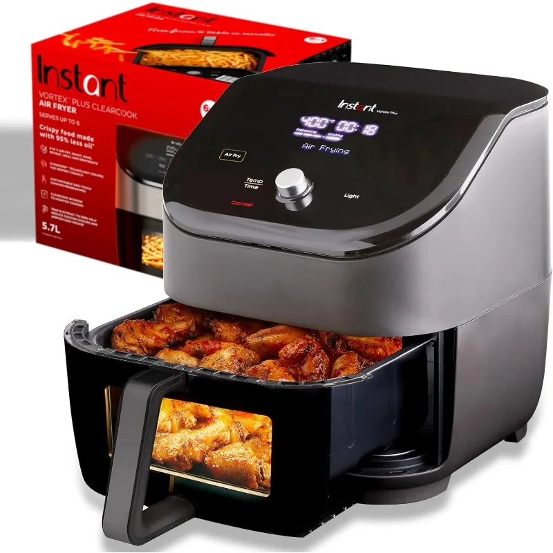 

Vortex Plus 6QT ClearCook Air Fryer, Customizable Program Options, 6-in-1 Function, Fry, Grill, Bake, Dehydrate, Bake, Reheat