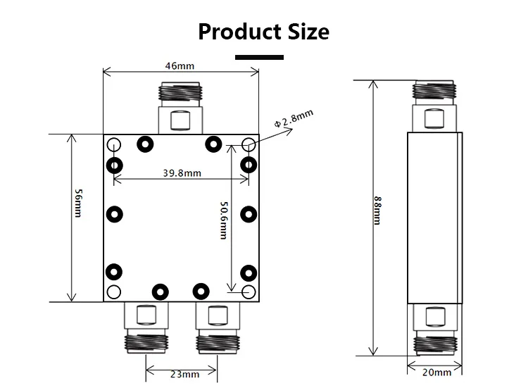 PD - 0.6/6 - 2 N 600-6000MHz Power Divider 2-way Microstrip Power Divider RF Combiner With N-K Connector