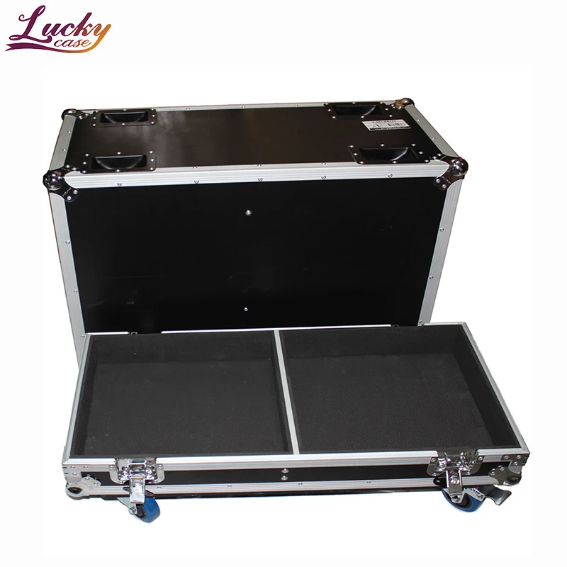 Schwarzer Hard Travel Flight case Universal Dual Ata Style Lautsprecher Flight case für 2 Geräte Aufbewahrung Custom Wheels Flight case