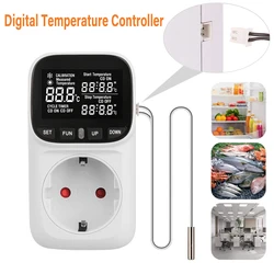 EU Plug 220V Digital Temperature Controller Socket Thermostat With Timer Switch Heating Cooling For Refrigerator Aquaculture