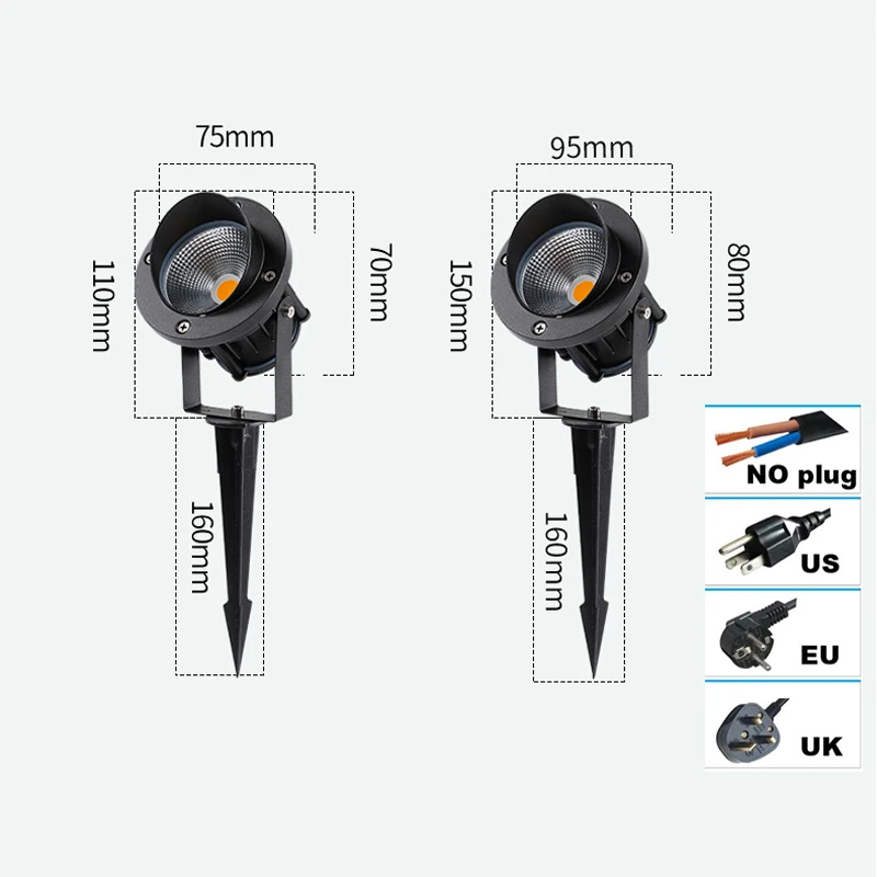 EU/Us-stecker LED Garten Rasen Lampe 10W 15W Wasserdicht IP65 220V12V24V Landschaft Spike Birne Garten weg Rasen COB Strahler