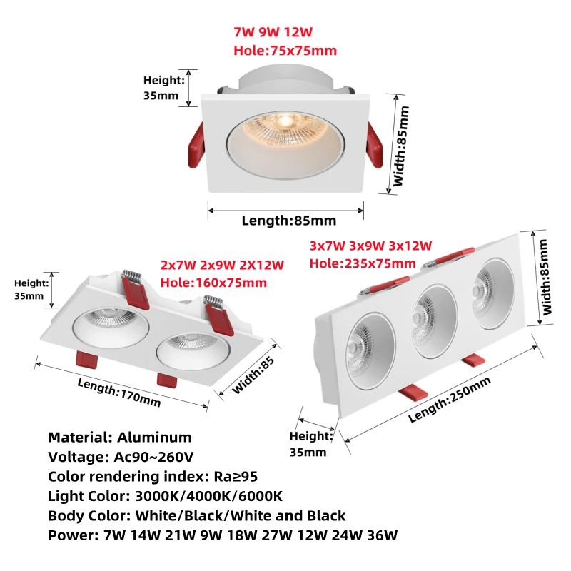 Moderne, einfache Downlight-Embedded-Dark-Dekoration für den Haushalt, ultradünn, kein Hauptlicht, einstellbarer Winkel, blendfreie LED-Strahler