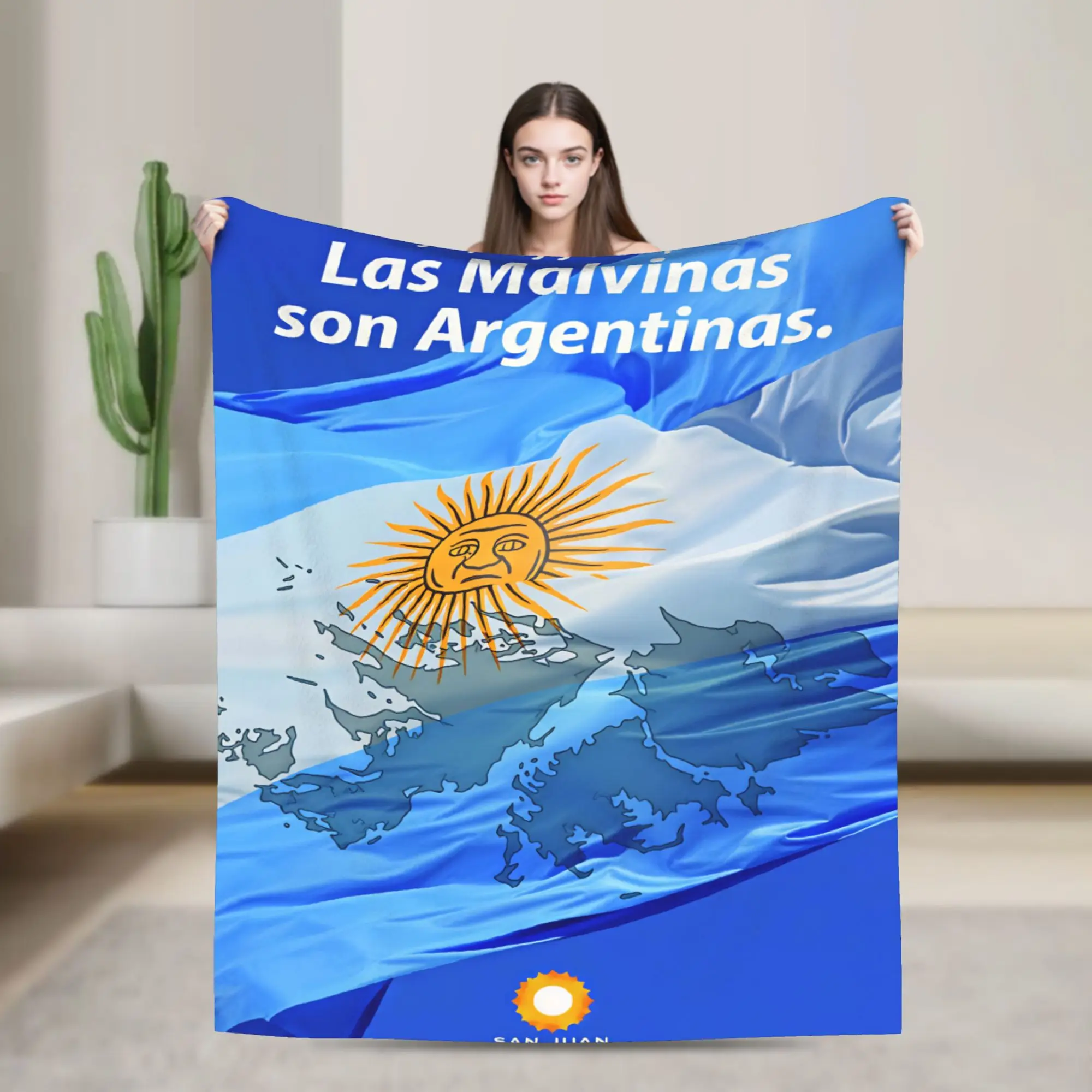 Las Malvinas Son Argentinas Warm Soft Blanket  Camping Plush Throw Blanket Aesthetic Home Decor Flannel Bedspread Sofa Bed Cover