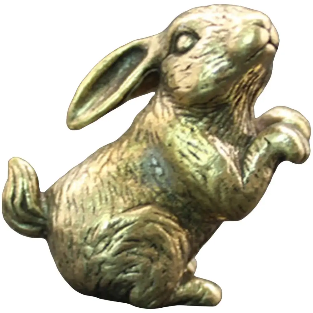 

Brass Zodiac Rabbit Statue Retro Bunny Decor Desktop naments for Home Office Small Size Lightweight Craft Decorations
