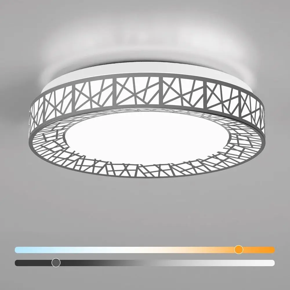 

16 Inch LED Ceiling Light Fixture, Brushed Nickel Finish, 28W 2800LM Adjustable, Dimmable for Rooms, Kitchens, Halls, Bathrooms