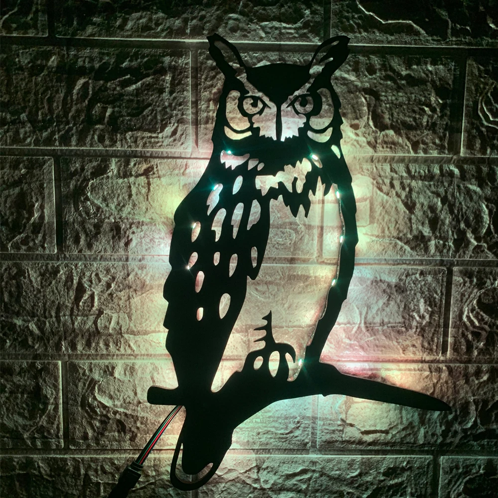 

ZK50 Creative Owl LED Wall Lamp Bedroom Bar Decoration Luminous Color-Changing Night Light Remote Control USB Cable 2 Meters