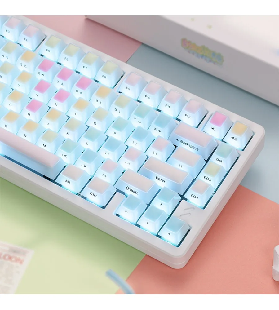 Keycap PC Material Side Engraved Mist Transparent Silicone Original Height Water Cube Rainbow Gummies Mechanical Keyboard