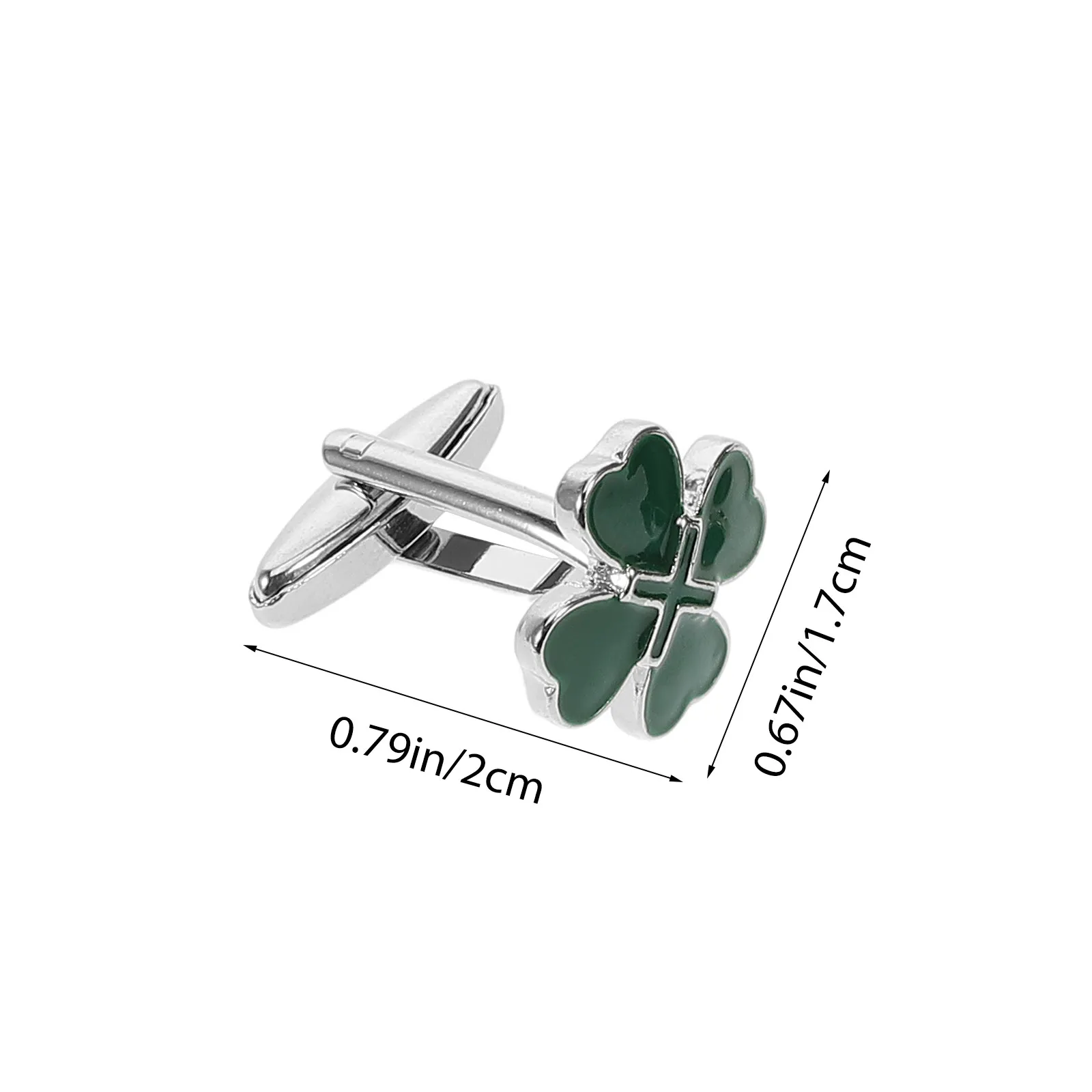 2Pcs Four Leaf Clover Irish Heart Cufflinks Green Enamel Alloy Mens Cuff Jewelry Good Luck St Patricks Day Cuff Clasps - view 5