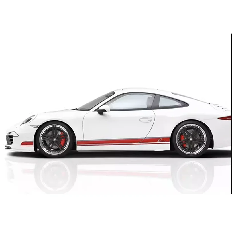 Modified Hood with Skirt Sticker Racing Red Stripe Decal Body Vinyl Graphics Wrap Decor for Porsche 911 718 Cayman Boxster