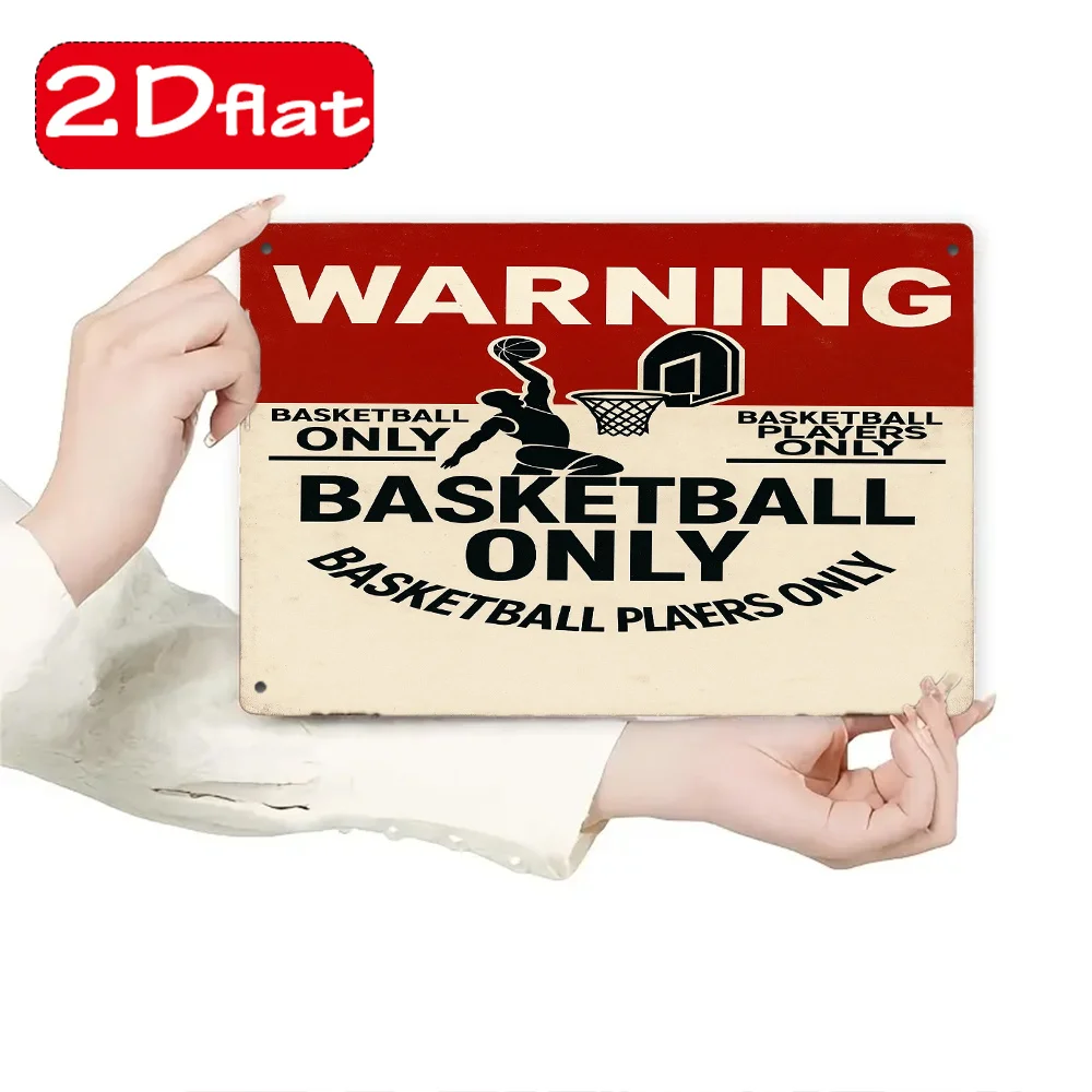 A 2D/Flat Sign, 1pc, Featuring a Red Background with White Text And a Silhouette of a Basketball Player