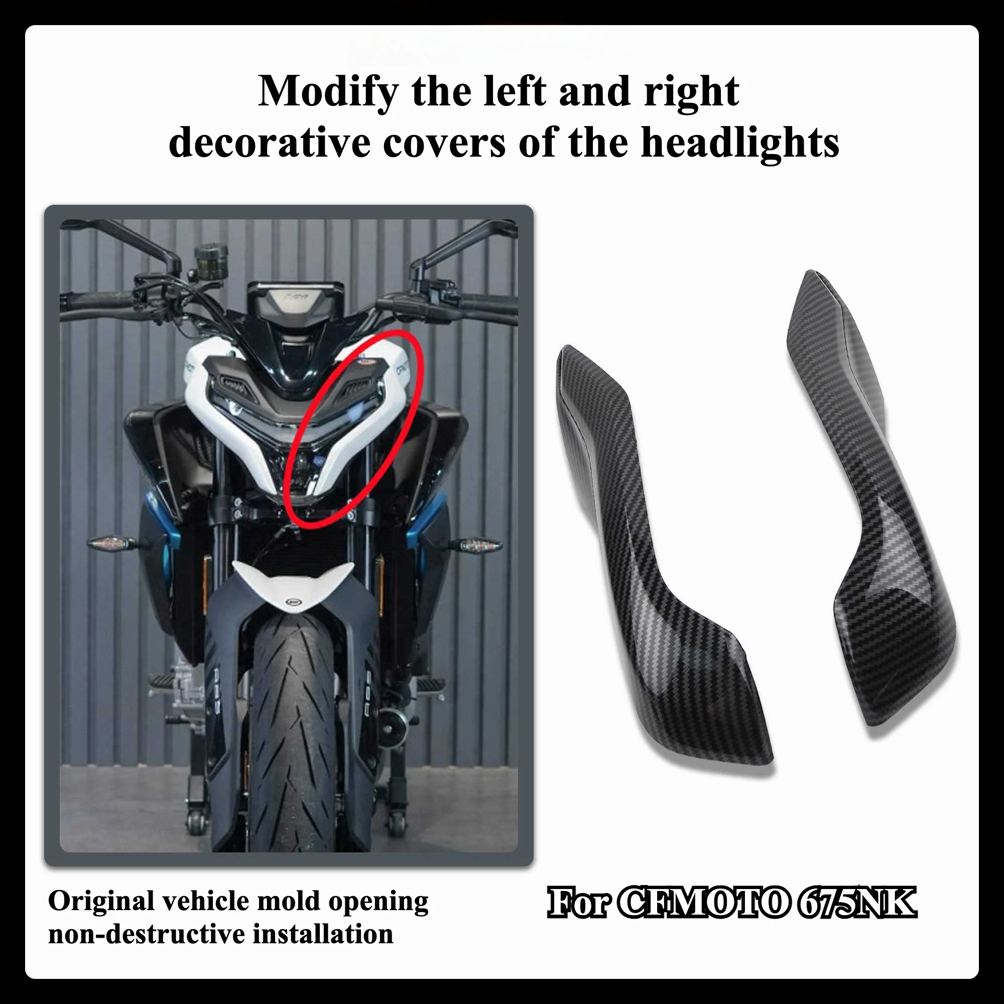 Modified Headlight Left, Right Guards Decorative Cover Front Face Shell Decoration Headlight Left Right Guards for CFMOTO 675NK