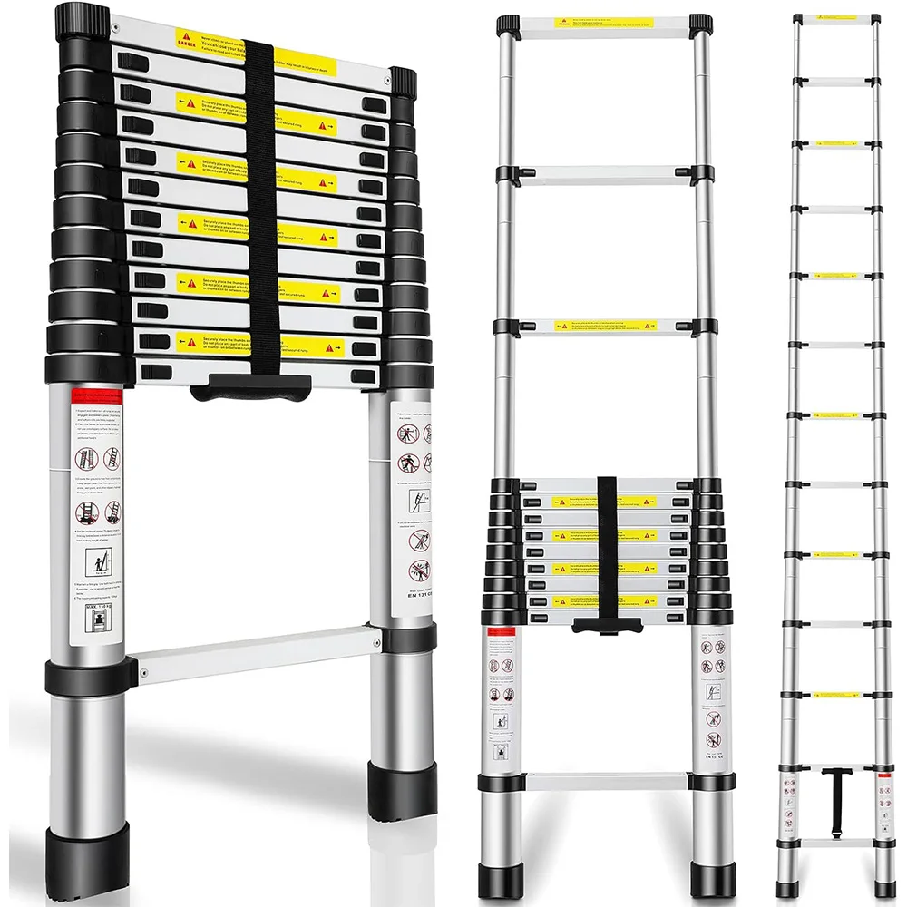 Telescoping Ladder 16.5FT, Telescopic Extension Ladder, Aluminum Alloy Folding Ladder Portable Multi-Purpose for Indoor Outdoor