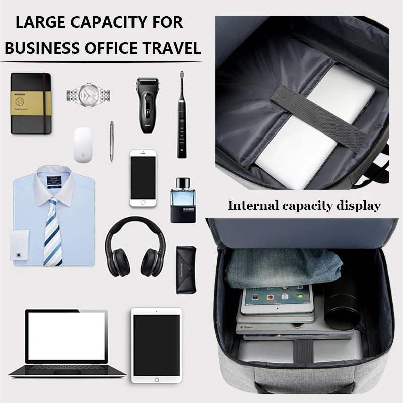 Mochila impermeável de negócios para homens, mochila USB, faixa reflexiva, grande capacidade, mochila para laptop, 15,6\