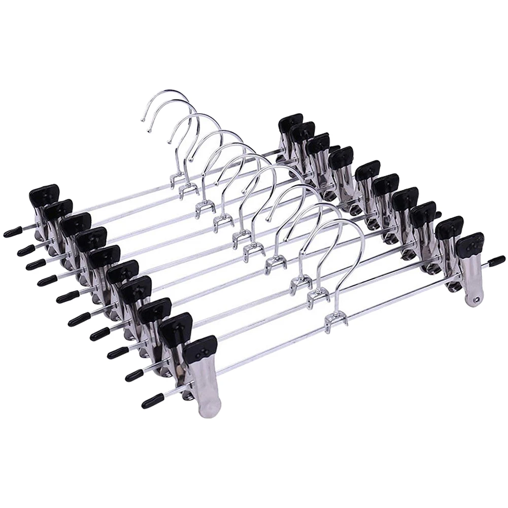 10pcs Pants Racks Wind Proof Multi-purpose Skirt Racks For Clothes Drying Trousers Wardrobe Clip Anti-slip Clothes Hanger