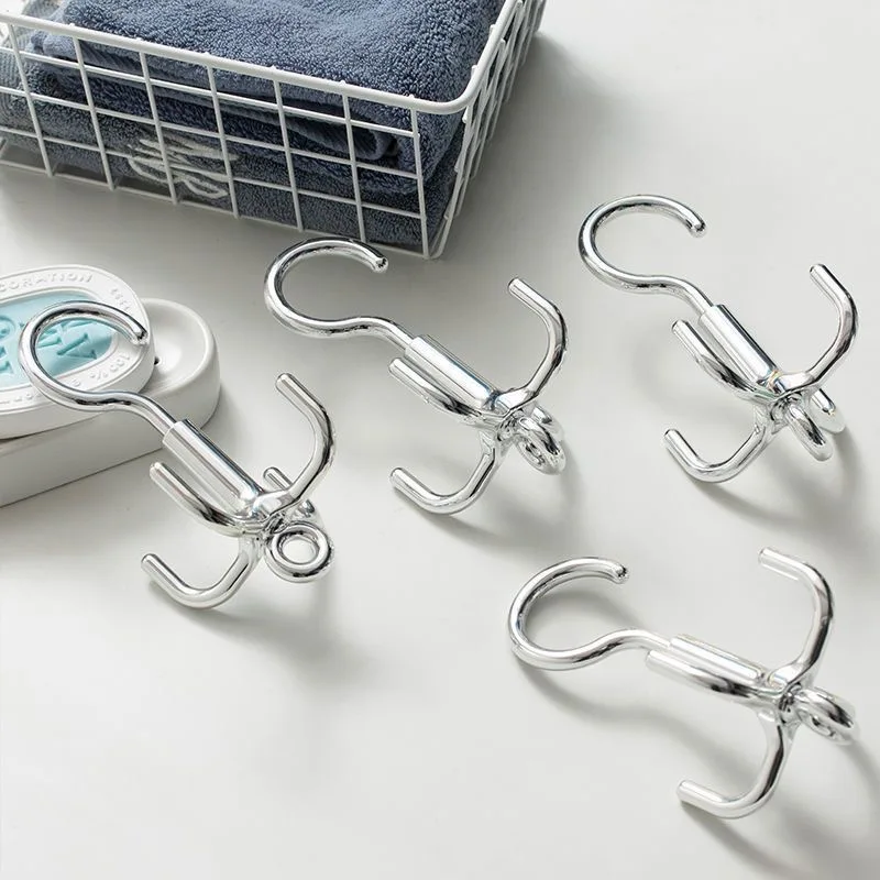 Four Claw Multifunctional Bag Storage Rotating Hook No Punching Tie Silk Scarf Coat Hanger Plastic Storage Hook Wardrobe Storage