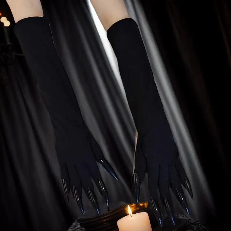 43CM Guanti elastici per unghie lunghe con artiglio spaventoso da donna Guanti con artigli fantasma del diavolo di Halloween Costume da spettacolo cosplay per feste
