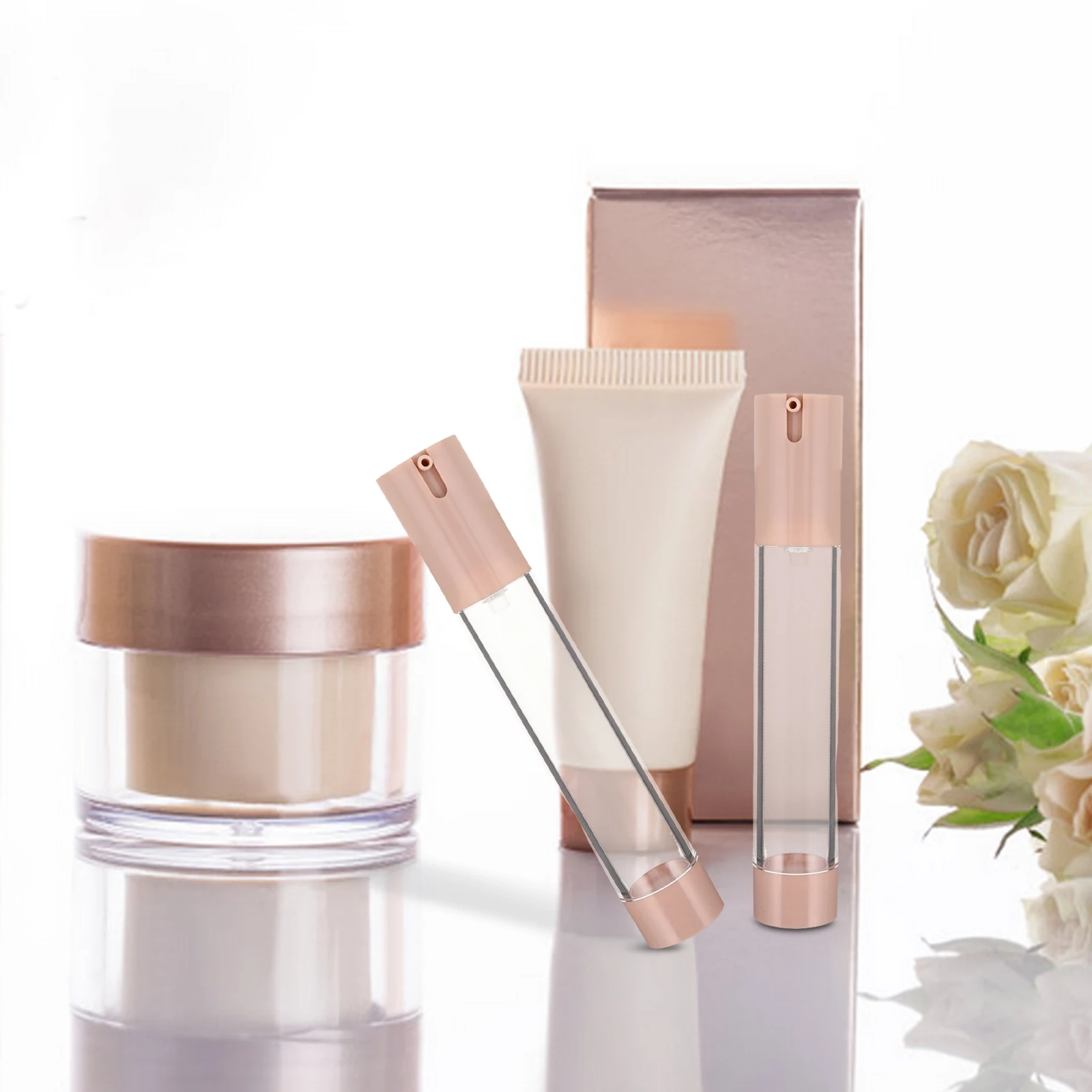 

3pcs Travel Vacuum Bottles Airless Pump Leakproof Portable Lotion Containers Small Jar for Skincare Toiletries Airline