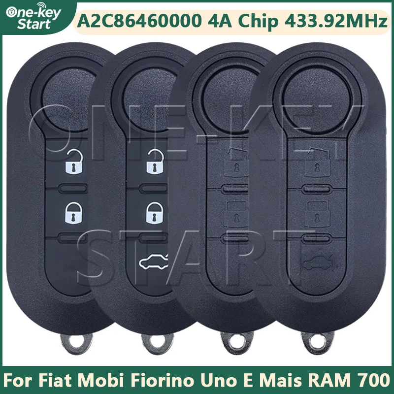 A2C86460000 OEM 4A Chip 433MHz SIP22 Flip Car Remote Control Key For Fiat Mobi Fiorino Uno E Mais Strada RAM 700【ONE-KEY START】