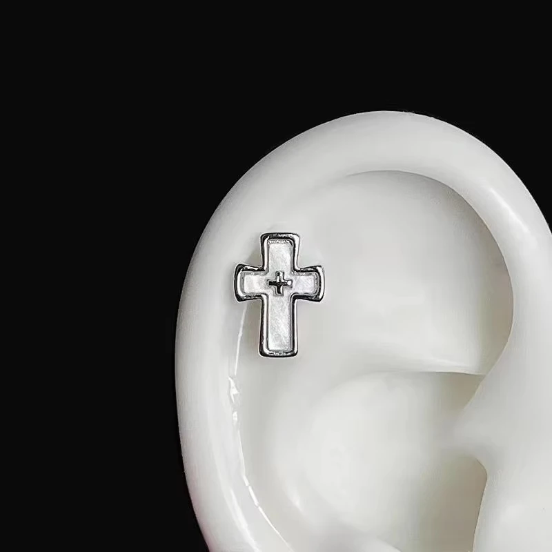 2PCS Y2K  Fashion Blue and White Cross Stud Earrings for Women Party Aesthetic Goth Vintage Cute 2000s Party Punk Jewelry Gift