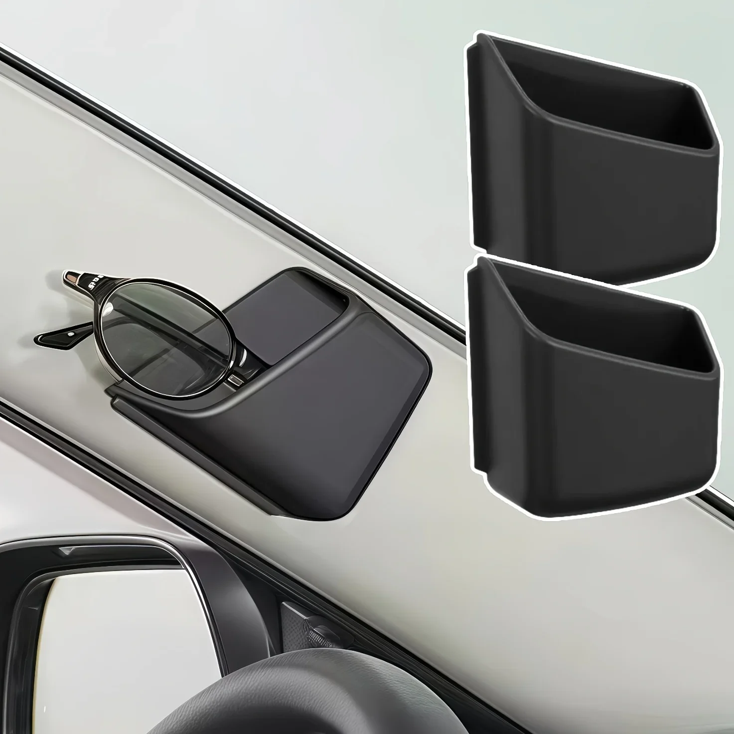 Organizador elegante de óculos e telefone para carro – Design antiderrapante com compartimento duplo, adequado para SUVs, sedenos e caminhões - Uso em 4 estações