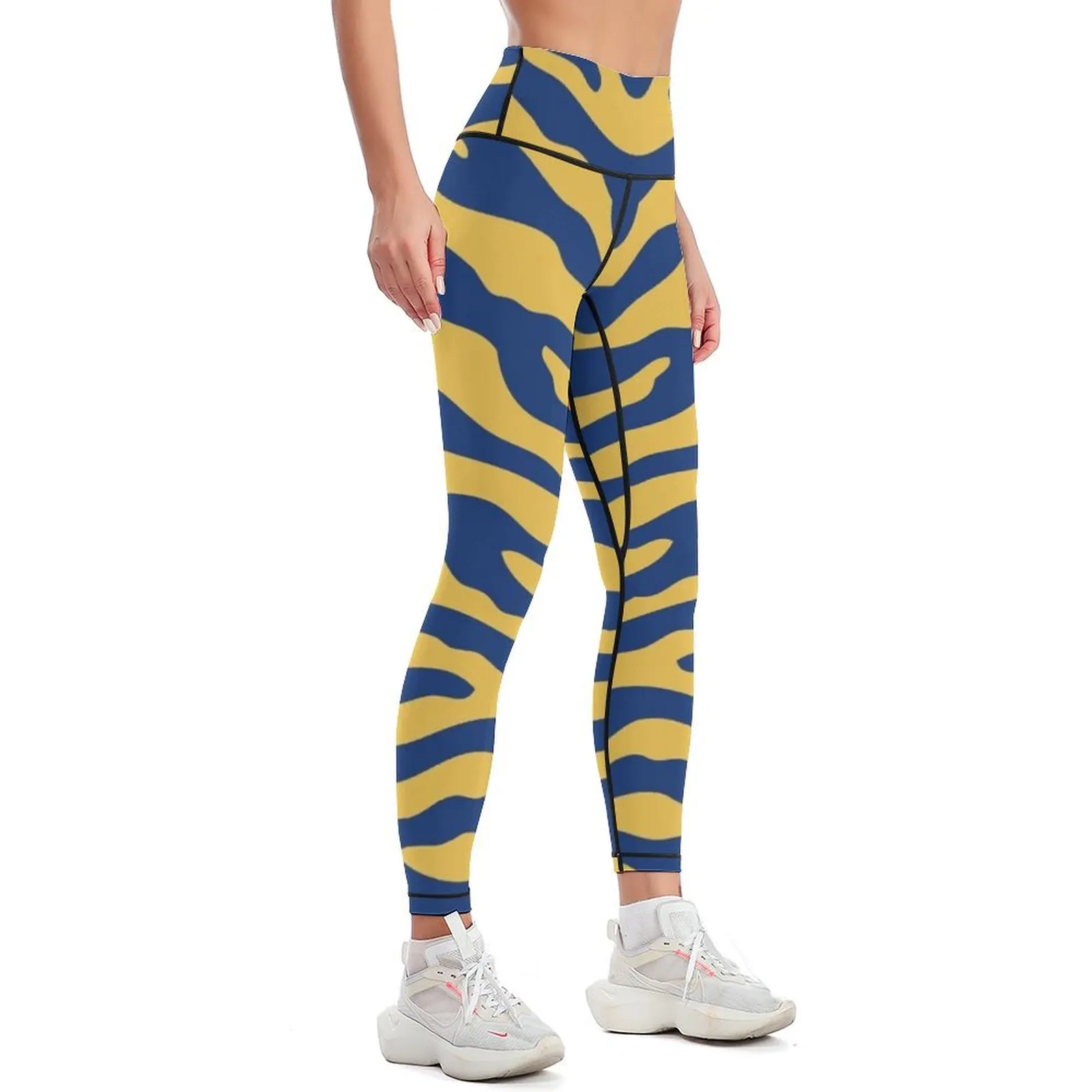 Zebra Wild Animal Print 173 Blue and Yellow Leggings sports tennis for Sports female Womens Leggings