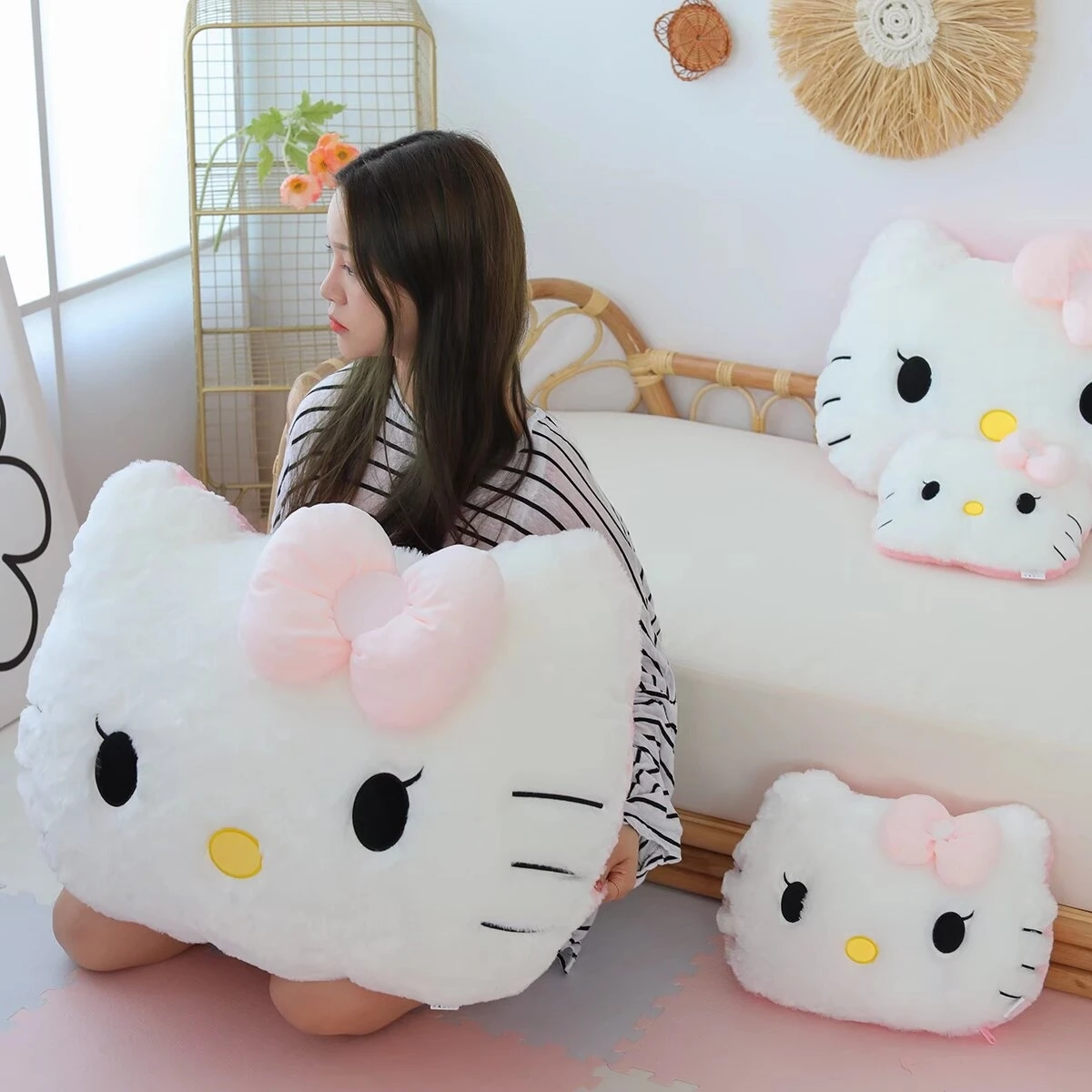 Big Size Girl's favoriete Hello Kitty Rugkussen Hoofdsteun Comfortabele slaapbank Sierkussen Knuffelkussen Home Decor Geschenken