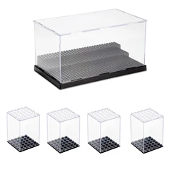 Display Case for Minifigures Action Figures Blocks, Acrylic Display Showcase for Lego Series Figure Blocks Toys With Black Base