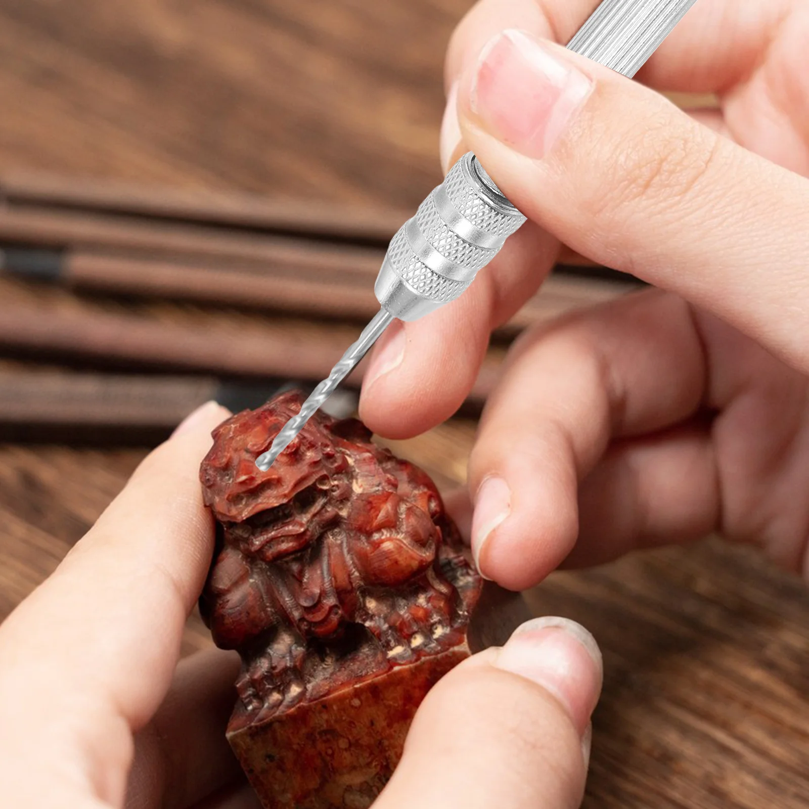 دبوس ملزمة الحفر اليدوية مع 10 لقمة ثقب قابل للتعديل بدون مفتاح تشاك أداة دوارة دقيقة للمجوهرات الخرز البلاستيك الراتنج PVC الاكريليك