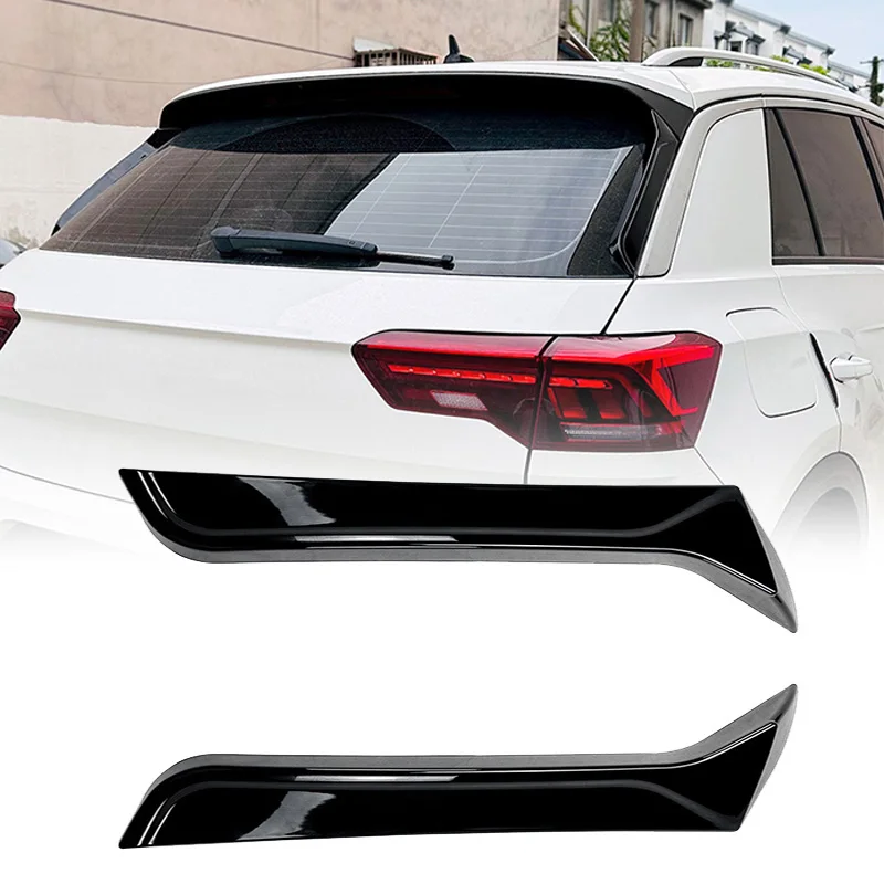

Подходит для VW T-ROC R R-Line A11 MK1 2017 2018 2019-2024 пара автомобильных спойлеров на заднее окно, бокового крыла, сплиттер, аксессуары, глянцевый черный