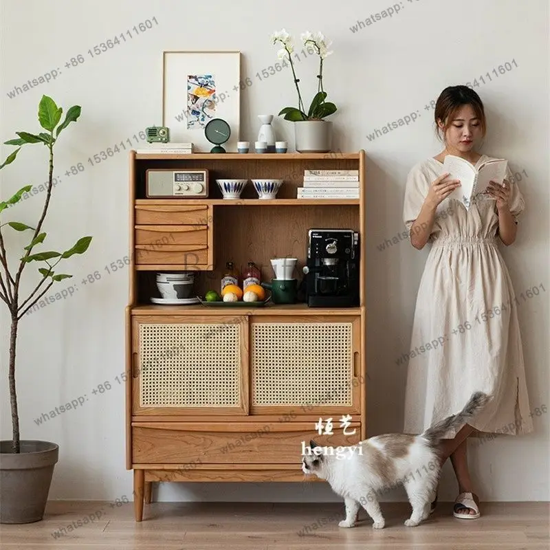 LD Nordic solid wood dining side cabinet, simple modern tea coffee machine cupboard